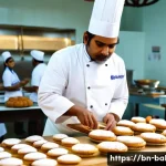 제과제빵 학원 선택 기준 - A professional bakery classroom setting in Bangladesh, featuring an experienced Bengali instructor d...